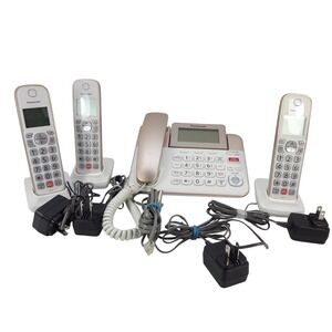 Panasonic KX-TGF850 Cordless Phone System 3 Handsets Call Block Champagne Gold